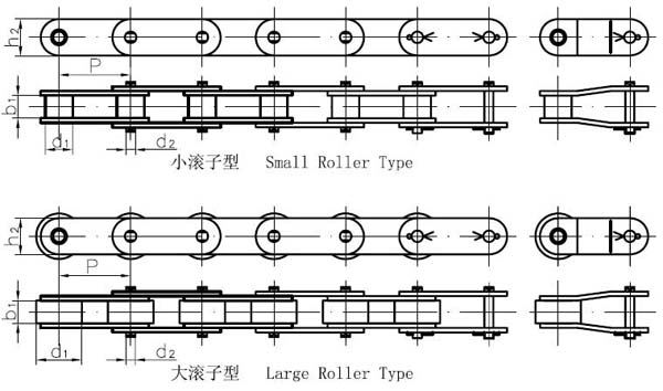 SHORT PITCH STRAIGHT LINKPLATE STAINLESS STEEL ROLLER CHAINS (B SERIES)